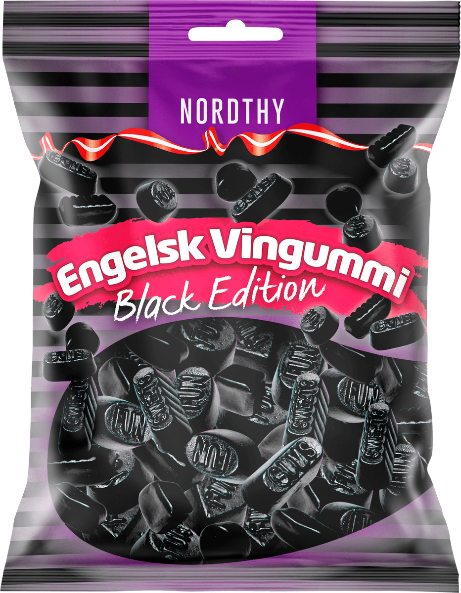 Kjøp Engelsk vingummi fra Nordthy, Black Edition, 300 g | Med24.no