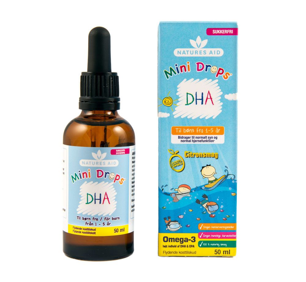 Kjøp Natures Aid Mini Drops DHA billig hos Med24.no