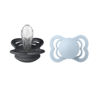 BIBS Supreme Silicone Iron/Baby Blue 2 pak - Flere størrelser