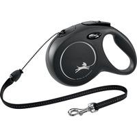 Flexi hundebånd New Classic snor M, 8M, 20KG - sort