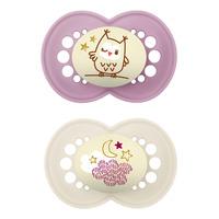 MAM Original Night Smokk 16-36 mnd., Rosa/Hvit - 2 stk.