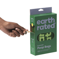 Hundeposer med håndtak og duft fra Earth Rated – 120 stk.