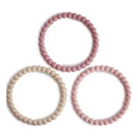 Mushie Perle Bitering (Linen/Peony/Pale Pink) - 3 stk.