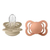 BIBS Supreme Silicone Size 1 Vanilla/Peach 2-pak