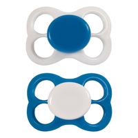 Barnets Favorit luftsmokker silikon 0-6 mdr. - Blå/Hvit - 2 stk.