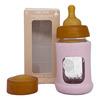Hevea Glass Tåteflaske Wide Neck med Sleeve 150 ml, Powder Pink - 1 stk.