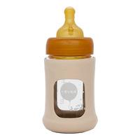 Hevea Glass Tåteflaske Wide Neck med Sleeve 150 ml, Sand - 1 stk.