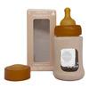 Hevea Glass Tåteflaske Wide Neck med Sleeve 150 ml, Sand - 1 stk.