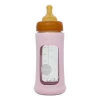 Hevea Glass Tåteflaske Wide Neck med Sleeve 250 ml, Powder Pink - 1 stk.
