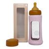 Hevea Glass Tåteflaske Wide Neck med Sleeve 250 ml, Powder Pink - 1 stk.