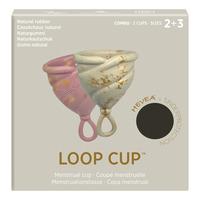 Hevea LOOP Menstruasjonskopp size 2+3 Combo-Pack, Golden Sand & Golden Rosewood - 2 stk.