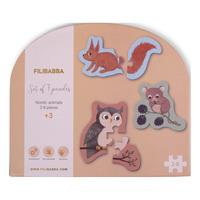 Filibabba Sett med 7 puslespill - Nordiske dyr - 1 stk.