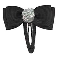 By Stær Dobbelt Sløyfe Hårspenne Sort/Sølv Glitter - 1 stk.