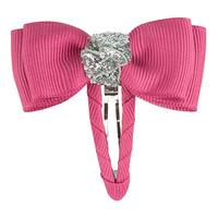 By Stær Dobbelt Sløyfe Hårspenne Rose/Sølv Glitter - 1 stk.