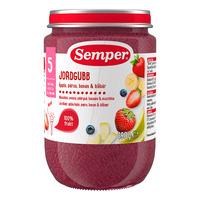 Semper Fruktpuré m. jordbær, eple, pære, banan og blåbær 5+ mdr Ø - 190 g.