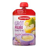 Semper Fruktgrøt m. Pære, Mango, Banan & Eple 6 mdr. - 120 g.