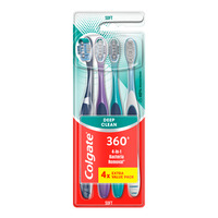 Colgate 360 Deep Clean Tannbørste soft - 4 stk.
