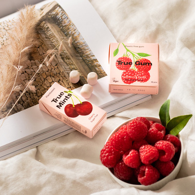 True Gum Raspberry Kjøp True Gum Raspberry & Vanilla 21 g billig hos Med24.no