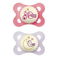 MAM Original Night Silikon Smokk Rosa/Lilla 0-6 mnd. - 2 stk.