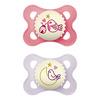 MAM Original Night Silikon Smokk Rosa/Lilla 0-6 mnd. - 2 stk.