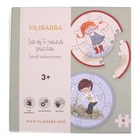 Filibabba Sett med 5 runde puslespill - Små eventyrere - 5 stk.