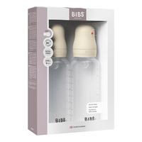 BIBS Baby Bottle Round Silicone 270 ml Medium Flow Ivory - 2 stk.