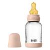 BIBS Babyflaske i glass rund lateks 120 ml. Slow Flow Blush - 1 stk.