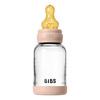 BIBS Babyflaske i glass rund lateks 120 ml. Slow Flow Blush - 1 stk.