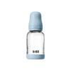 BIBS Babyflaske i glass, rund lateks 120 ml. Slow Flow Baby Blue - 1 stk.