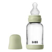 BIBS Glass Baby Bottle Round Silicone 120 ml. Slow Flow Sage - 1 stk.