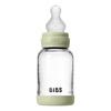 BIBS Babyflaske i glass, rund silikon 120 ml. Slow Flow Sage - 1 stk.