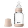 BIBS Babyflaske i glass, rund silikon 120 ml. Slow Flow Blush - 1 stk.