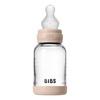 BIBS Babyflaske i glass, rund silikon 120 ml. Slow Flow Blush - 1 stk.