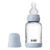 BIBS Babyflaske i glass, rund silikon 120 ml. Slow Flow Baby Blue - 1 stk.
