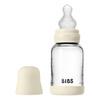 BIBS Babyflaske i glass, rund silikon 120 ml. Slow Flow Ivory - 1 stk.