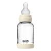BIBS Babyflaske i glass, rund silikon 120 ml. Slow Flow Ivory - 1 stk.