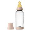 BIBS Babyflaske i glass, rund lateks, 240 ml. Medium Flow Blush - 1 stk.