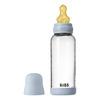 BIBS Babyflaske i glass, rund lateks, 240 ml. Medium Flow Baby Blue - 1 stk.