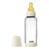 BIBS Babyflaske i glass rund lateks 240 ml. Medium Flow Ivory - 1 stk.