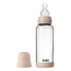 BIBS Babyflaske i glass, rund silikon 240 ml. Medium Flow Blush - 1 stk.