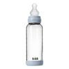 BIBS Babyflaske i glass, rund silikon 240 ml. Medium Flow Baby Blue - 1 stk.