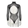 NORTIE Oda Leopard Bunnløs Bodystocking - Sort - 1 stk.