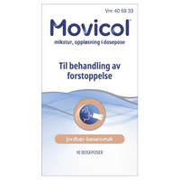 Movicol mikstur (ferdigblandet doseposer) jordbær/banan - 10 stk