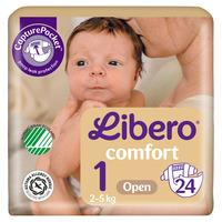 Libero Comfort 1 Åpen bleie 2-5 kg - 24 stk.