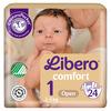 Libero Comfort 1 Åpen bleie 2-5 kg - 24 stk.