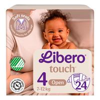 Libero Touch 4 Åpen Bleie 7-12 kg. - 24 stk.