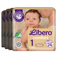 Libero Comfort 1 Åpen bleie - 4 x 24 stk.