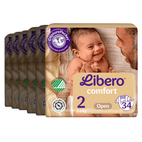 Libero Comfort 2 Åpen Bleie - 6 x 34 stk.