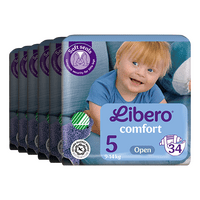 Libero Comfort 5 Åpen Bleie - 6 x 34 stk.