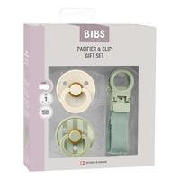 BIBS Pacifier & Clip Gift Set - Sage - 1 sett